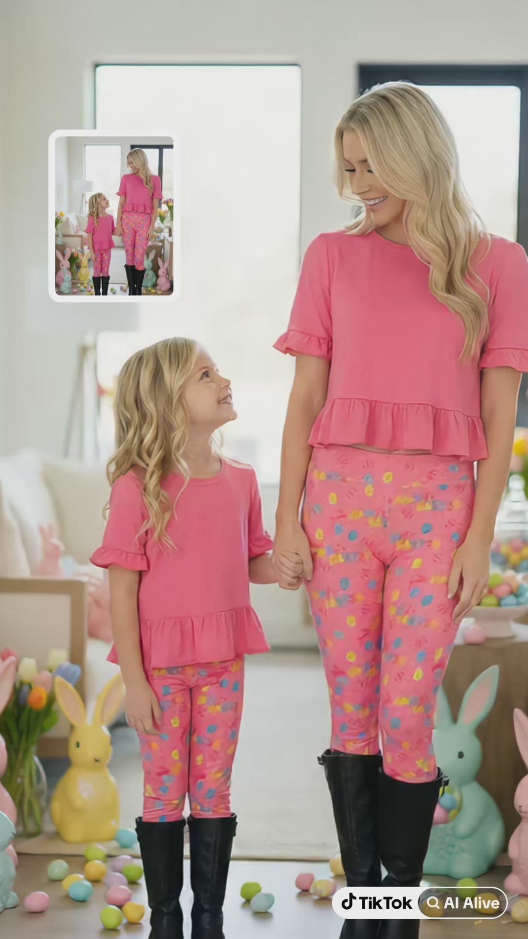 Matching Happy Easter Leggings for Women and Girls from MomMe And More Boutique
