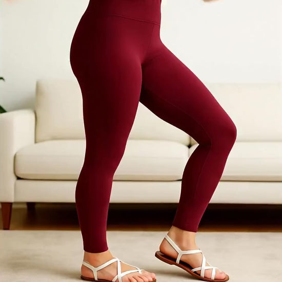 Womens Best Maroon Leggings MomMe And More Boutique
