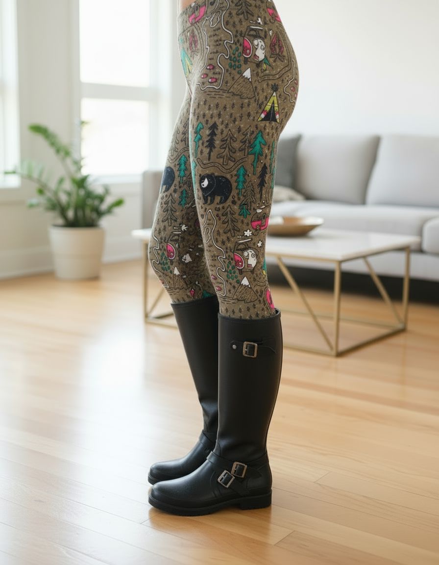 Womens Camper Leggings - High Waisted - Buttery Soft - Luxury Yoga Pants - Brown/Multi Leggings MomMe and More 