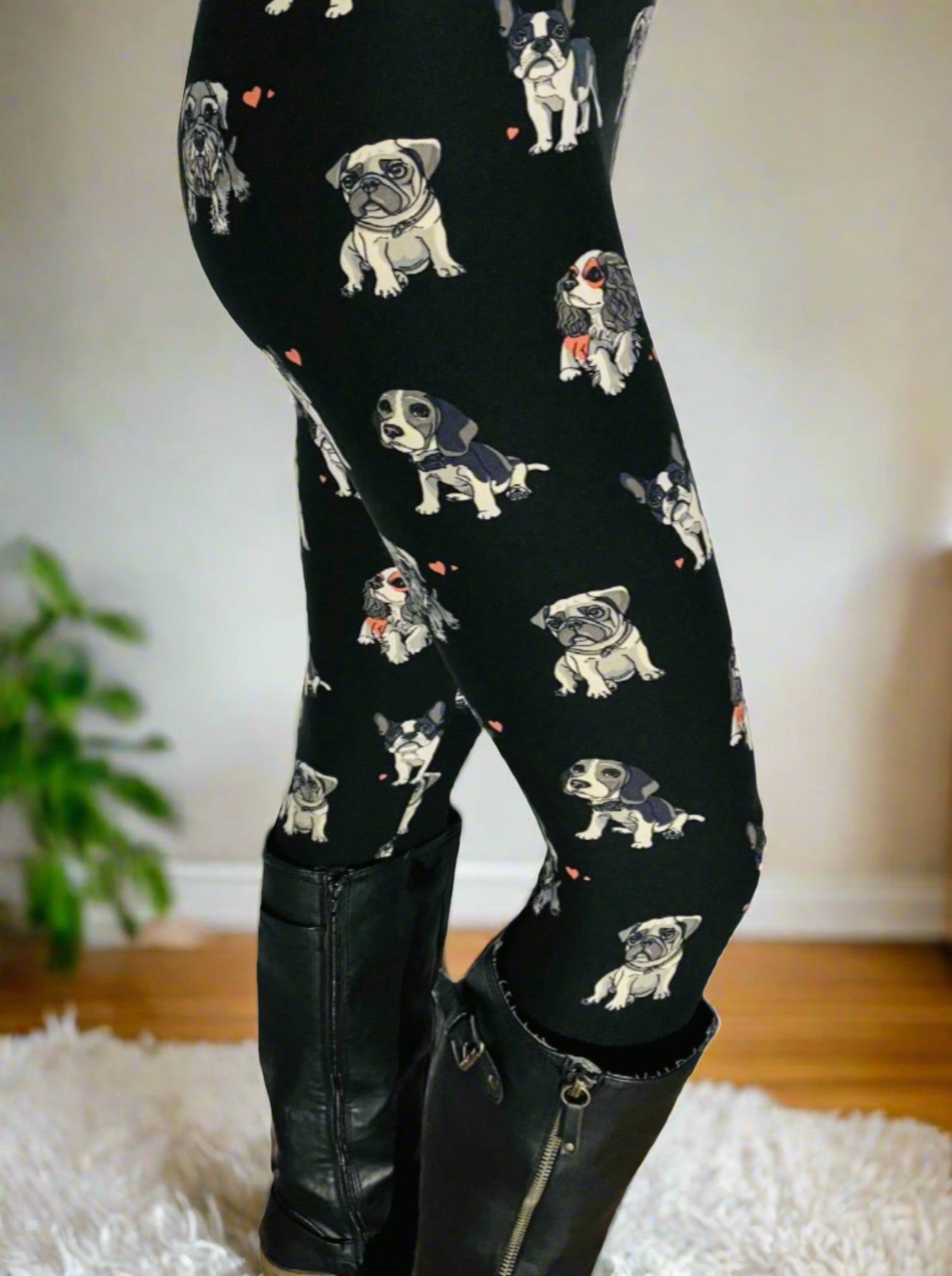 Womens Multi-Breed Dog Leggings, Soft Yoga Pants, Sizes 0-20, Yoga Waist, Black/Multi Leggings MomMe and More 