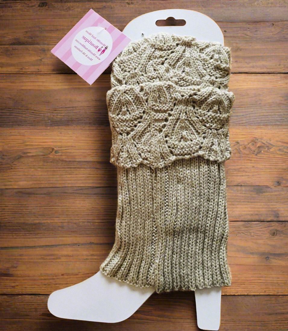 Womens Fold Over Solid Short Leg Warmers, Boot Socks, Sweater Boot Cuffs, One Size, Leg Warmer MomMe and More Beige OS 
