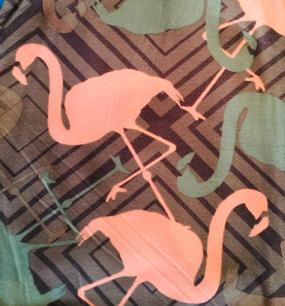 Womens Pink Flamingo Leggings, Soft Yoga Pants, Size 18-22, No-Roll Waist, Gray/Pink Leggings MomMe and More 