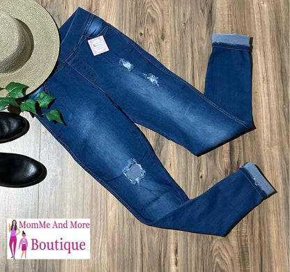 Ripped Jeans For Women and Juniors | Distressed Jean Jeggings | Skinny Jeans | Medium Wash Denim Pants Jeans MomMe and More 