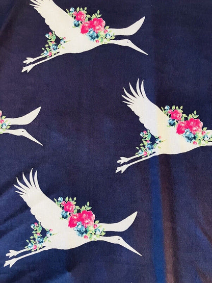 Womens Stork Print Dress | Longer Tunic Top | Navy Blue Mini Dress dress MomMe and More 