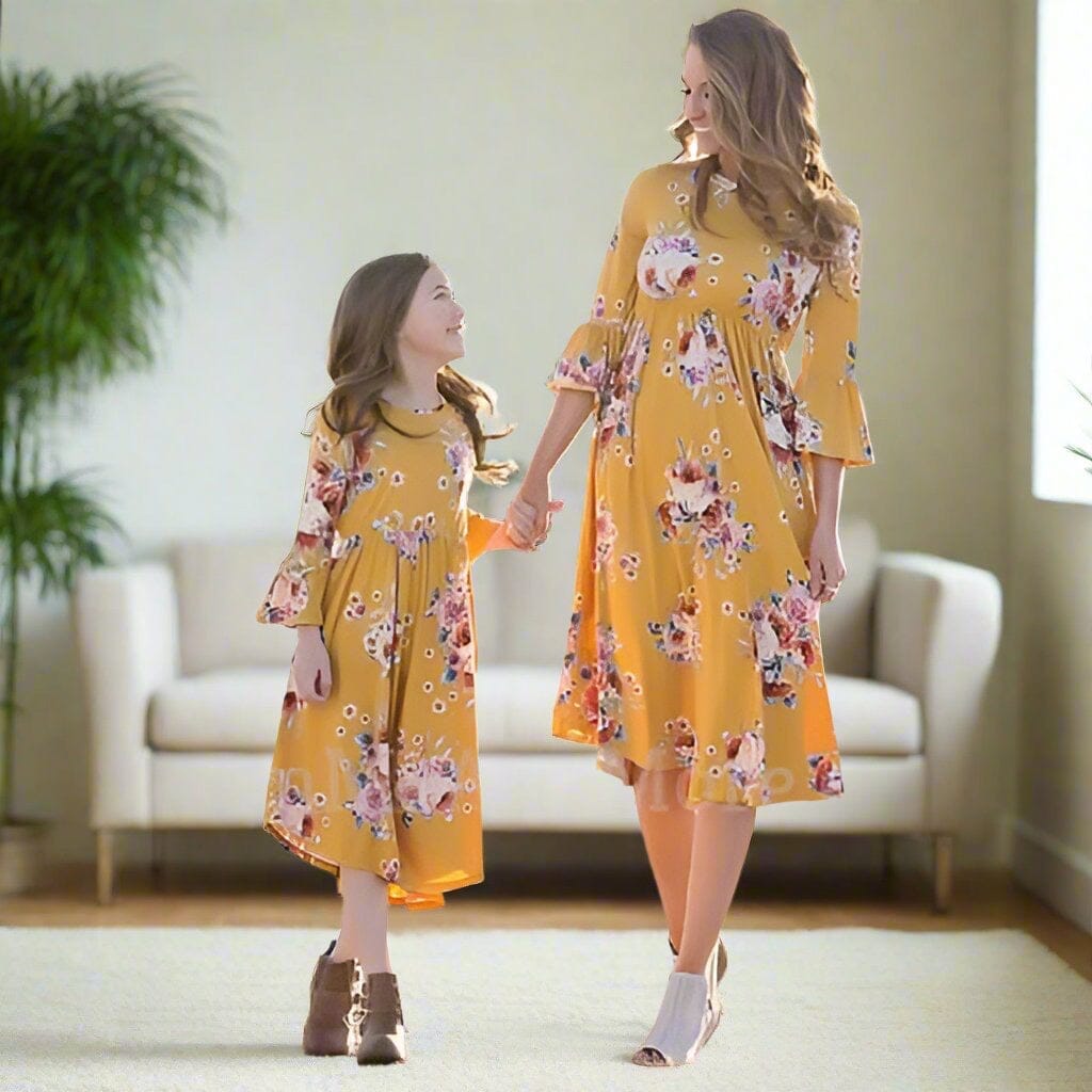 Womens Floral Yellow Dress