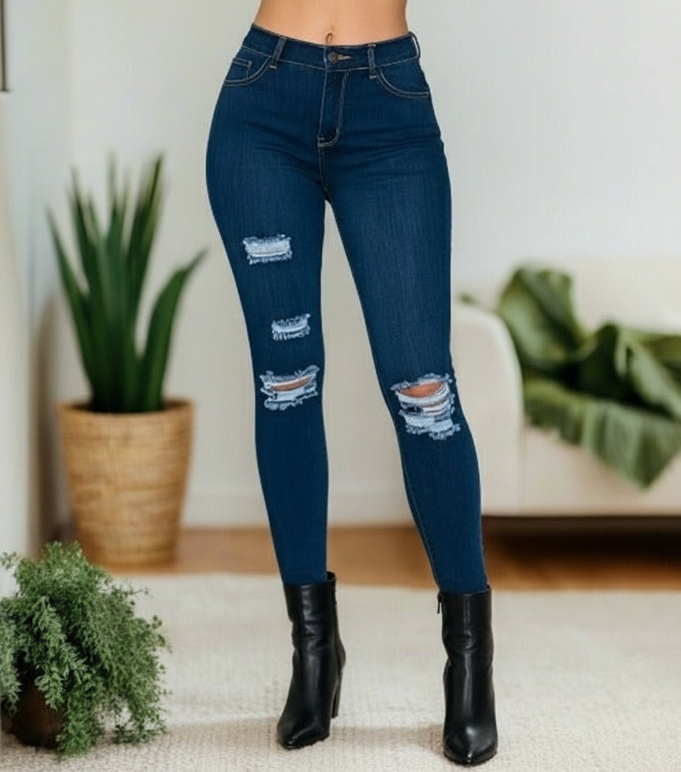 Ripped Jeans For Women | Distressed Plus Size Skinny Jeans | Frayed Raw Hem Jeans Jeans MomMe and More 