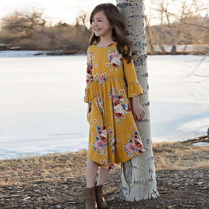 Mommy and Me Dresses | Girls Yellow Floral Spring Maxi Dress | Mother's Day Dress dress MomMe and More 