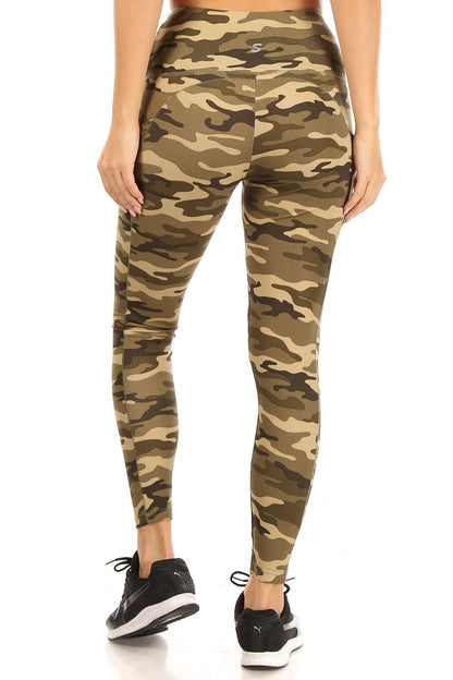 Womens Printed Pocket Leggings: Green Camo Leggings MomMe and More 