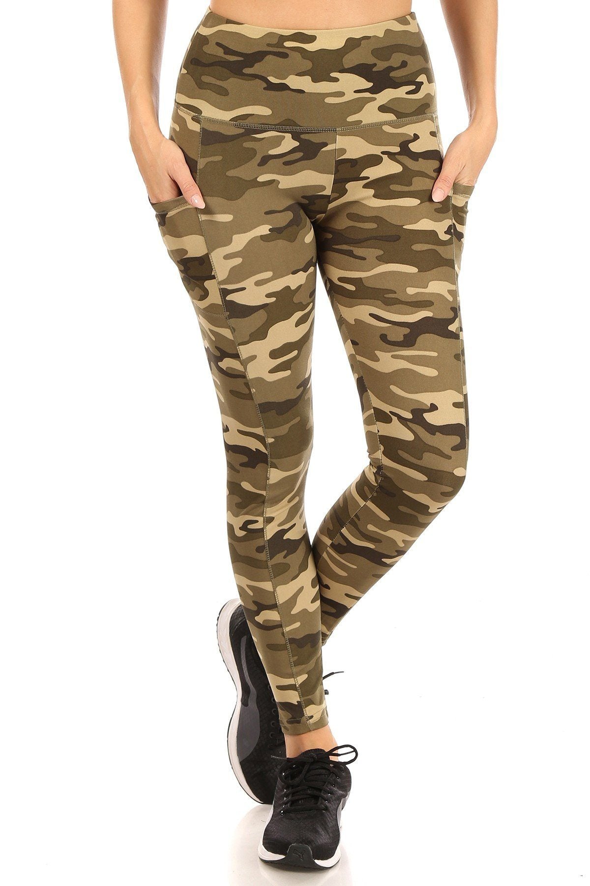 Womens Printed Pocket Leggings: Green Camo Leggings MomMe and More 