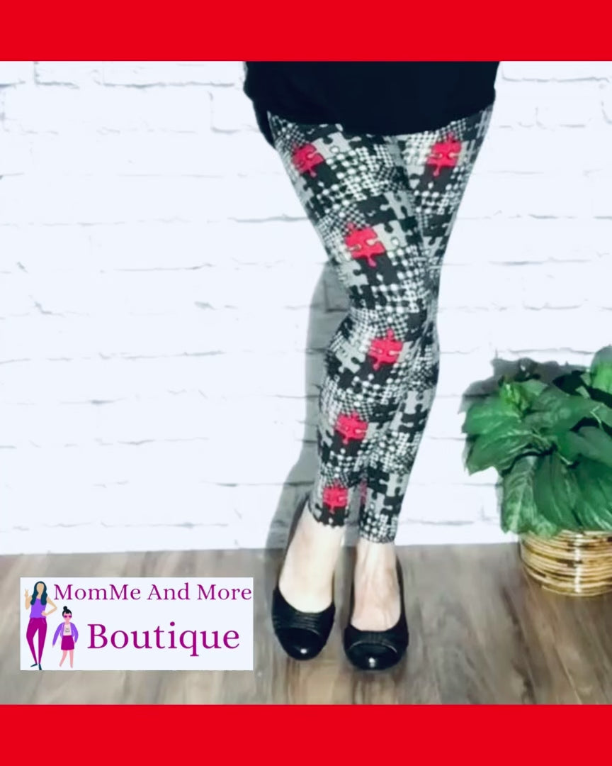 Womens Leggings, Puzzle Print Leggings