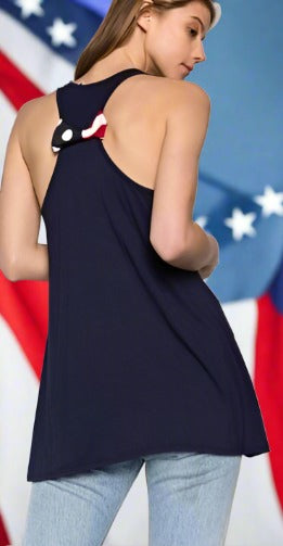 Women's American Flag Summer Tank Top Navy Blue Mom and Me 4th of July Shirt MomMeAndMore Boutique