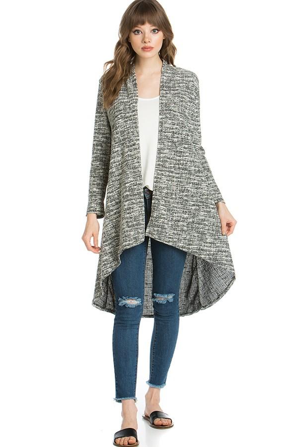Womens Heather Gray High-Low Cardigan Cardigan MomMe and More 