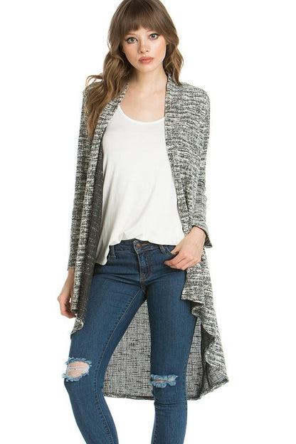 Womens Heather Gray Cardigan  Open Front Long Sweater – MomMe and