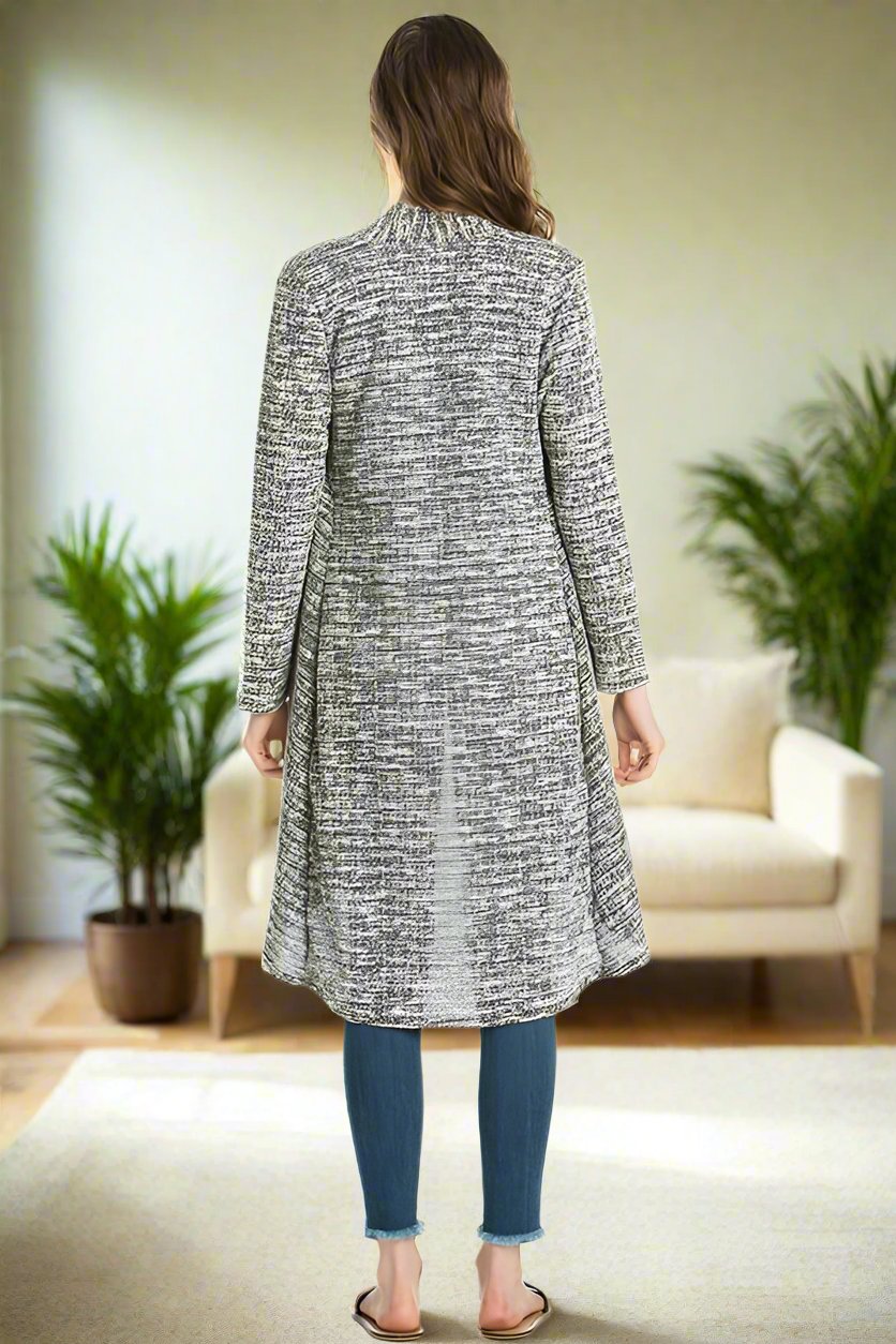 Womens Heather Gray Long Cardigan Striped High Low Duster Sizes S M L Gray Black