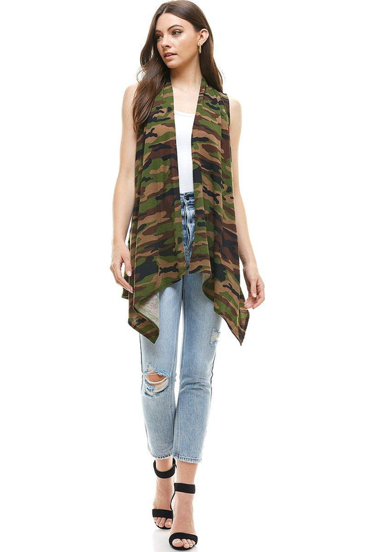 Green Camouflage Cardigan Vest For Women Cardigan MomMe and More 