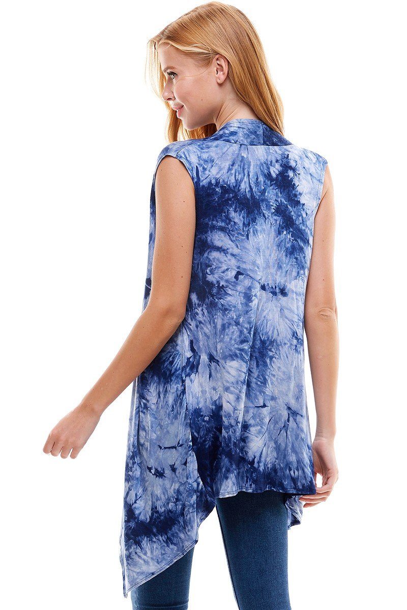 Blue Tie-Dye Cardigan Vest For Women Cardigan MomMe and More 