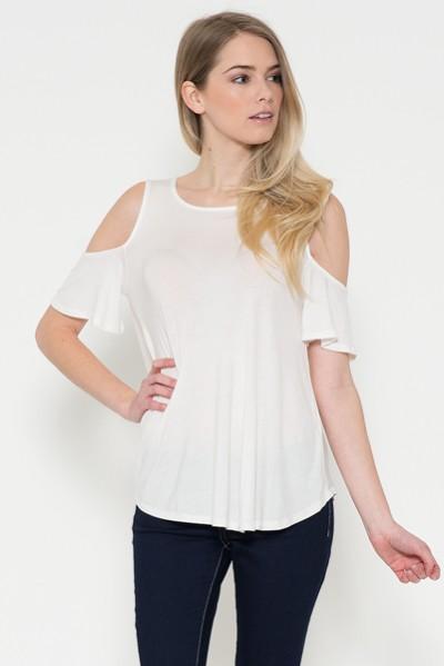 50% Off Women's Cold Shoulder Summer Top White: S/M/L/XL Tops MomMe and More 