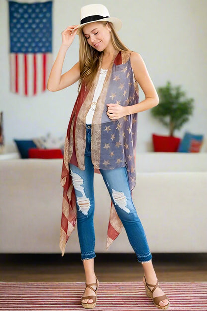 American Flag Cardigan Kimono Vest Cardigan MomMe and More 