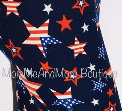 Girls American Flag Star Printed Leggings Leggings MomMe and More 