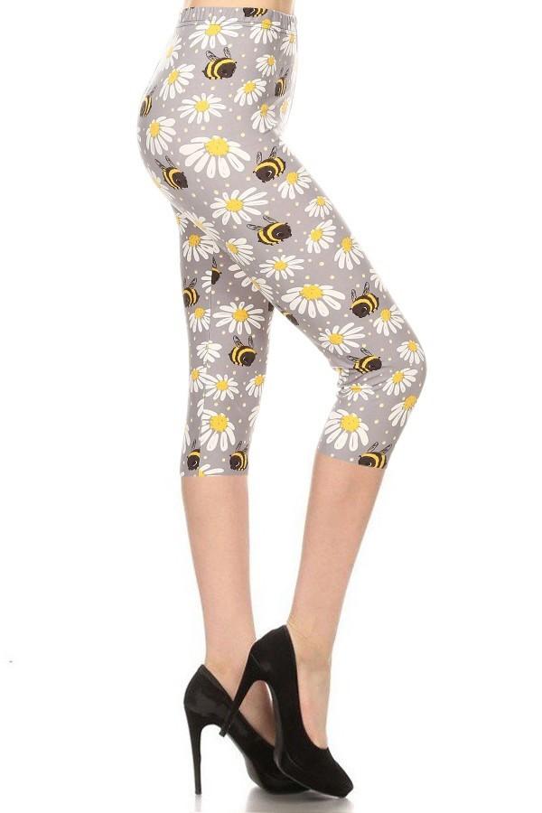 Women's Bumble Bee Capri Leggings Leggings MomMe and More 