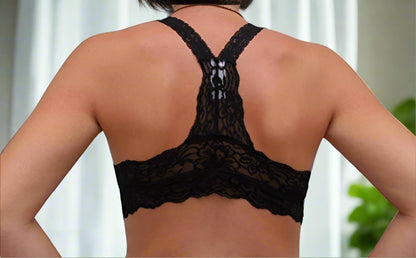 Unlined Lace Racerback Bralette: Black Bralette MomMe and More 