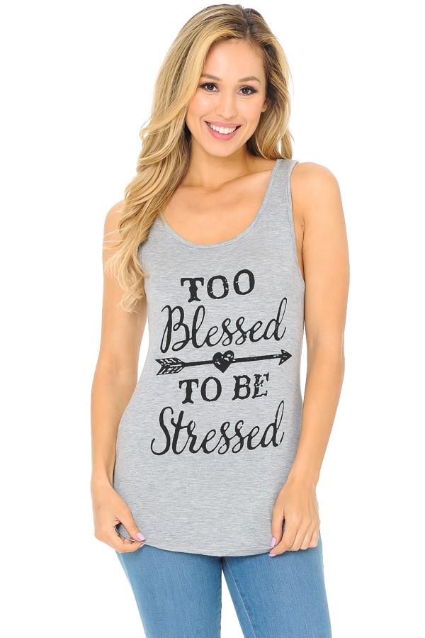 Women's Too Blessed To Be Stressed Graphic Tank Top Tops MomMe and More 