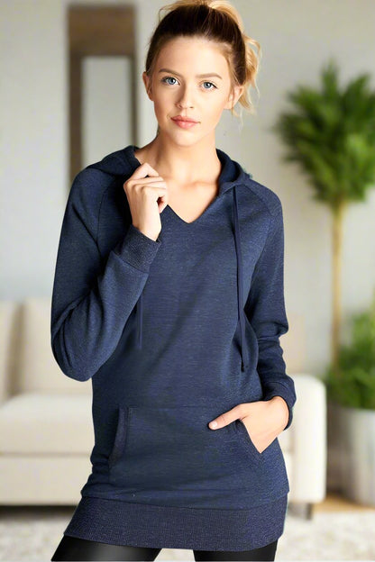 Womens Navy Blue Slim Fit Hoodie Sweatshirt Tops MomMe and More 