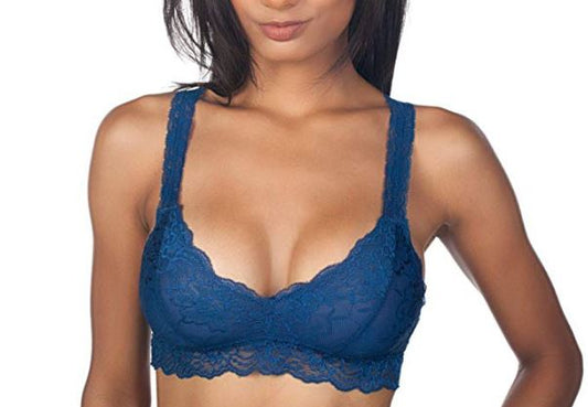 Unlined Lace Racerback Bralette: Navy Blue Bralette MomMe and More 