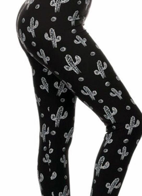 Womens Best Leggings, Cactus Printed Leggings: Yoga Waist Leggings MomMe and More 