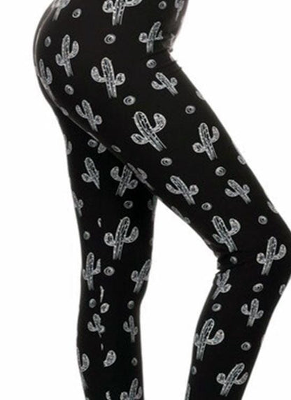 Womens Best Leggings, Cactus Printed Leggings: Yoga Waist Leggings MomMe and More 