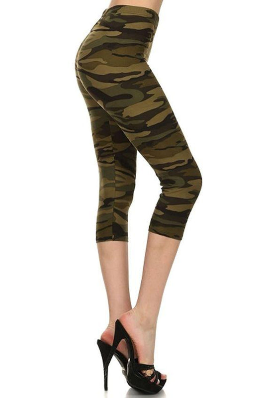 Women's Camo Capri Leggings Camouflage Army Green Leggings MomMe and More 
