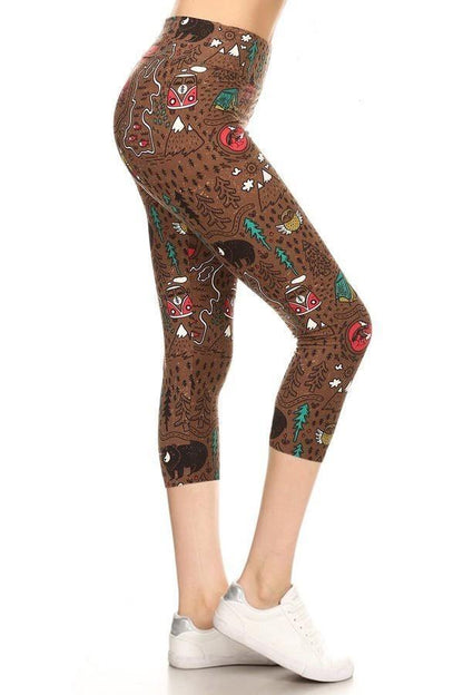 Womens Camper Bear Capri Leggings: Yoga Waist Leggings MomMe and More 