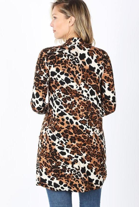 Women's Cheetah Leopard Pocket Cardigan Cardigan MomMe and More 