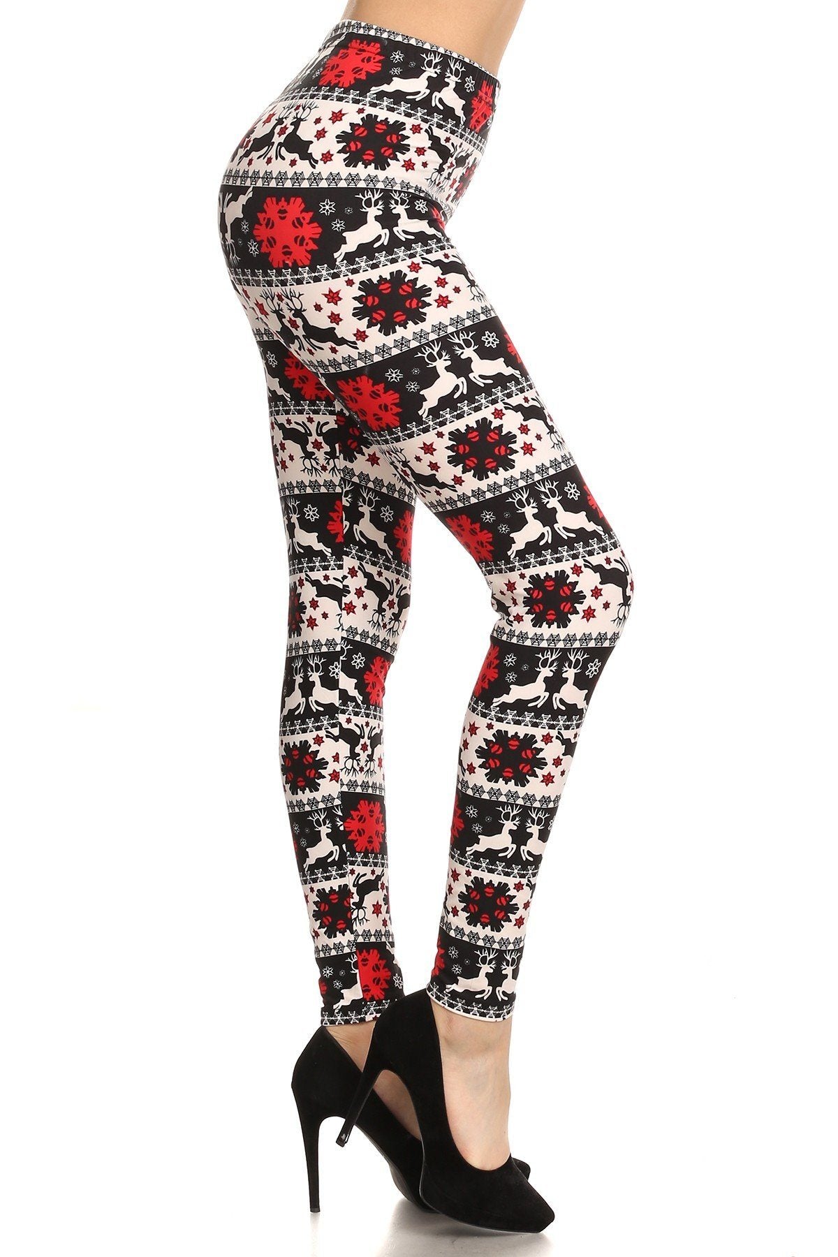 Women's Christmas Reindeer Snowflake Leggings Leggings MomMe and More 