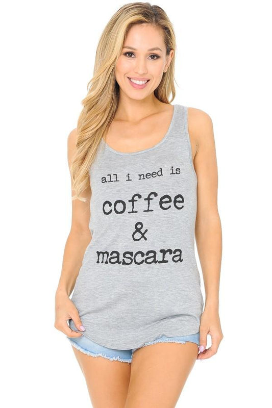 Women's Coffee & Mascara Graphic Tank Top Tops MomMe and More 