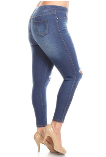 Women's Plus Jeggings Distressed Denim Jeans: 1xl/2xl/3xl Jeans MomMe and More 