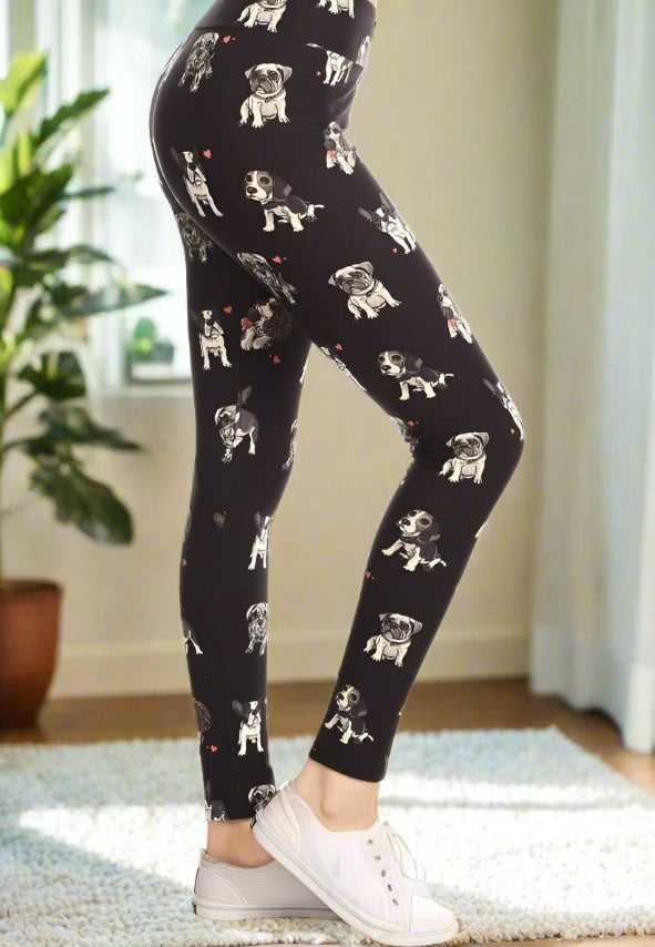 Womens Best Leggings, Multi-Breed Dog Printed Leggings: Yoga Waist Leggings MomMe and More 