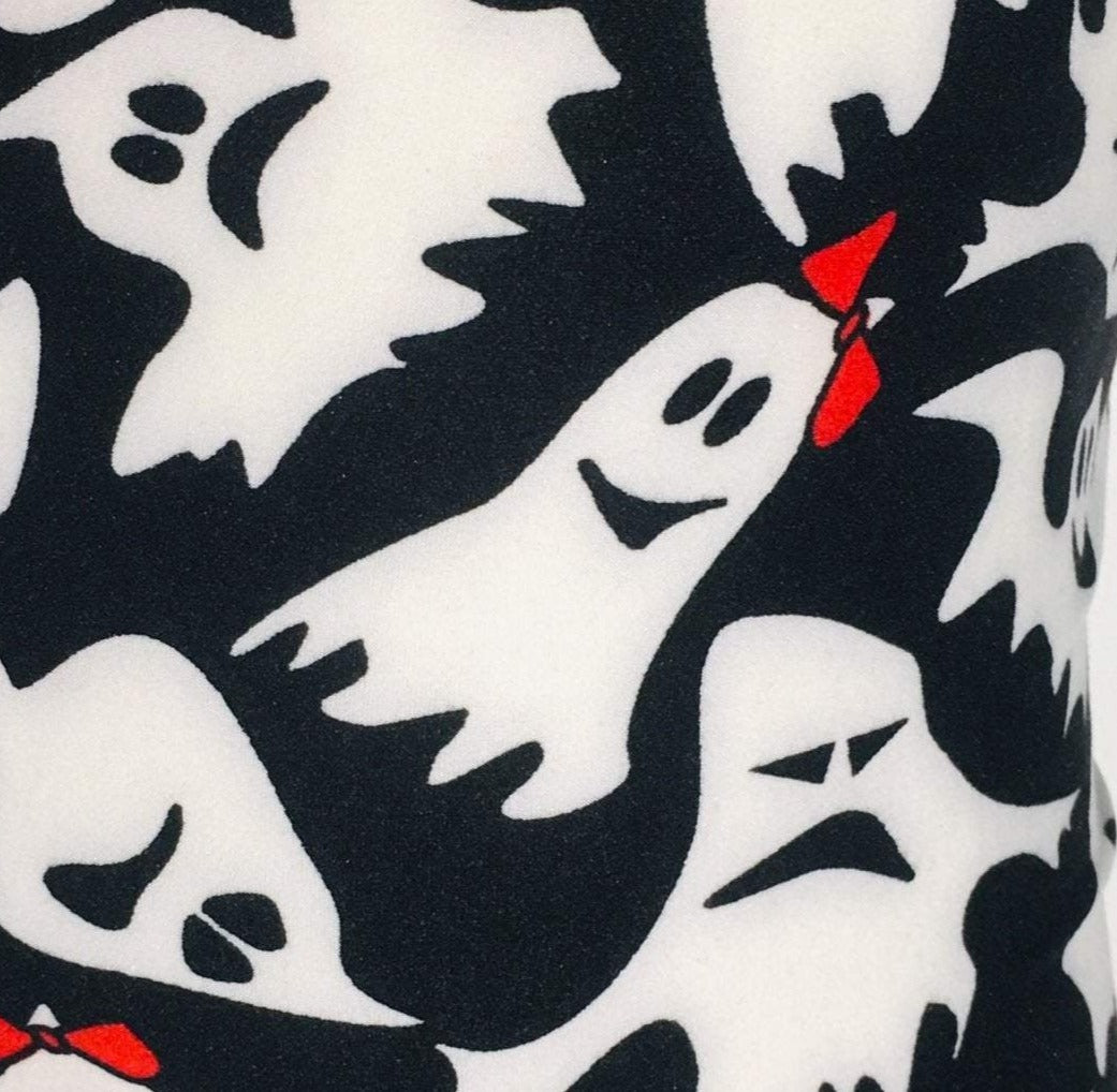Girl's Halloween Ghost Leggings Black/White: S and L Leggings MomMe and More 