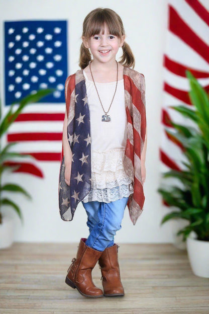 Girls American Flag Labor Day Cardigan Kimono kimono MomMe and More 