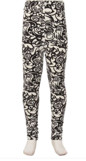 50% Off Girl's Scroll Vine Leggings Black/White: S and L Leggings MomMe and More 