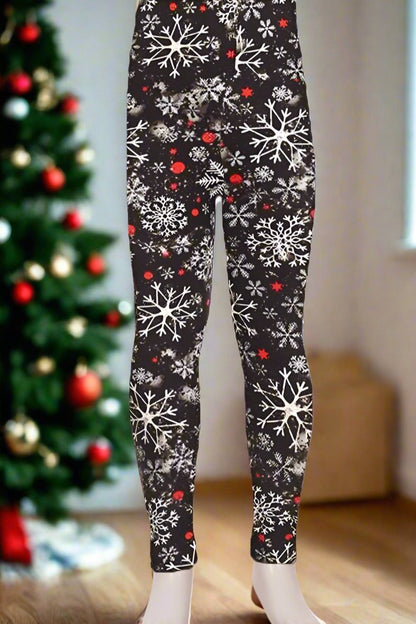 Girls Snowflake Leggings: Black Leggings MomMe and More 