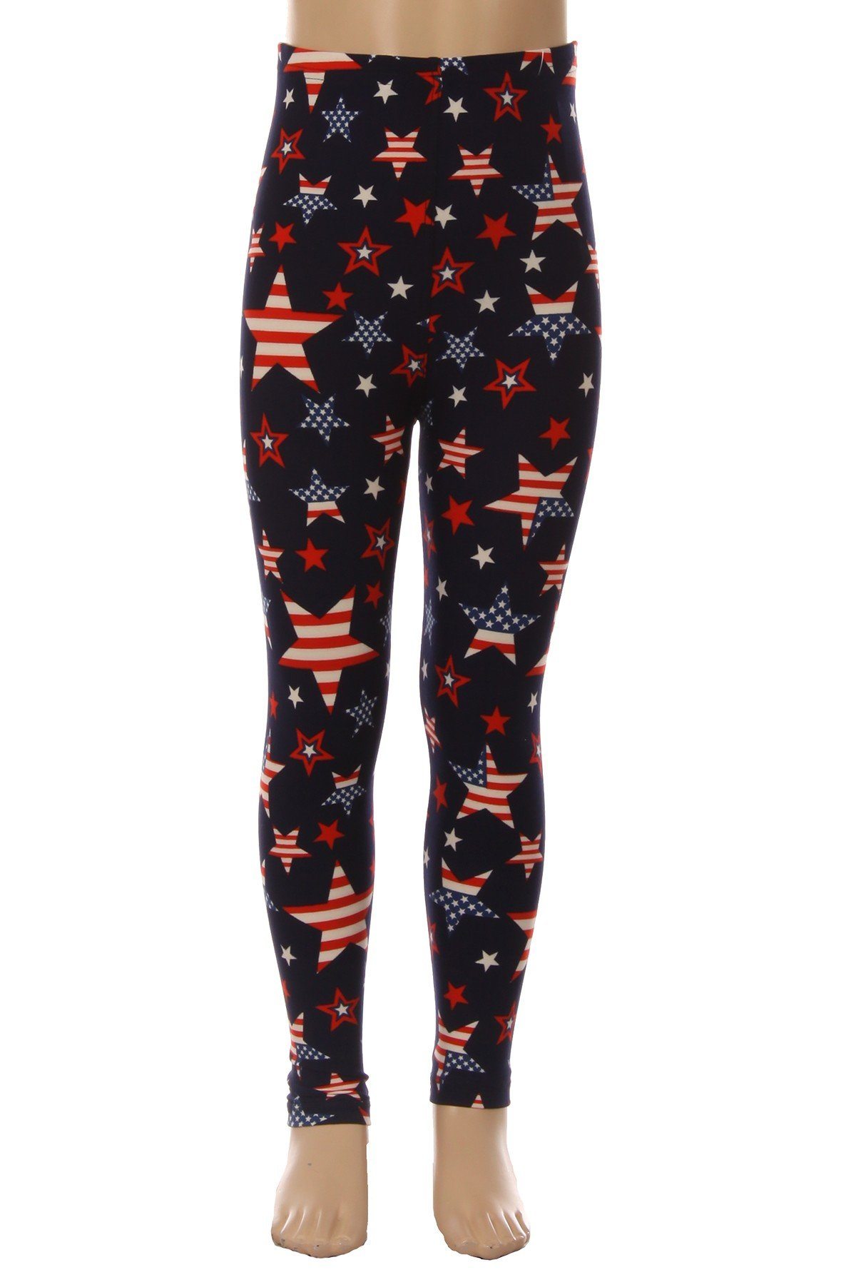 Girls American Flag Star Printed Leggings Leggings MomMe and More 