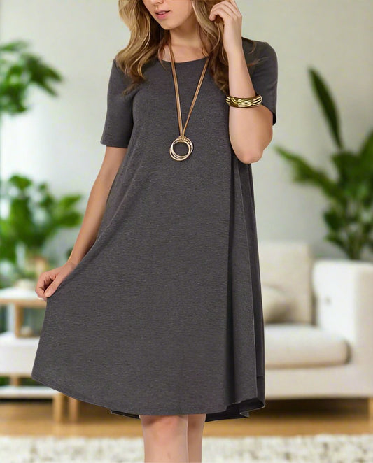 Women's Gray Pocket Dress: S-3XL dress MomMe and More 