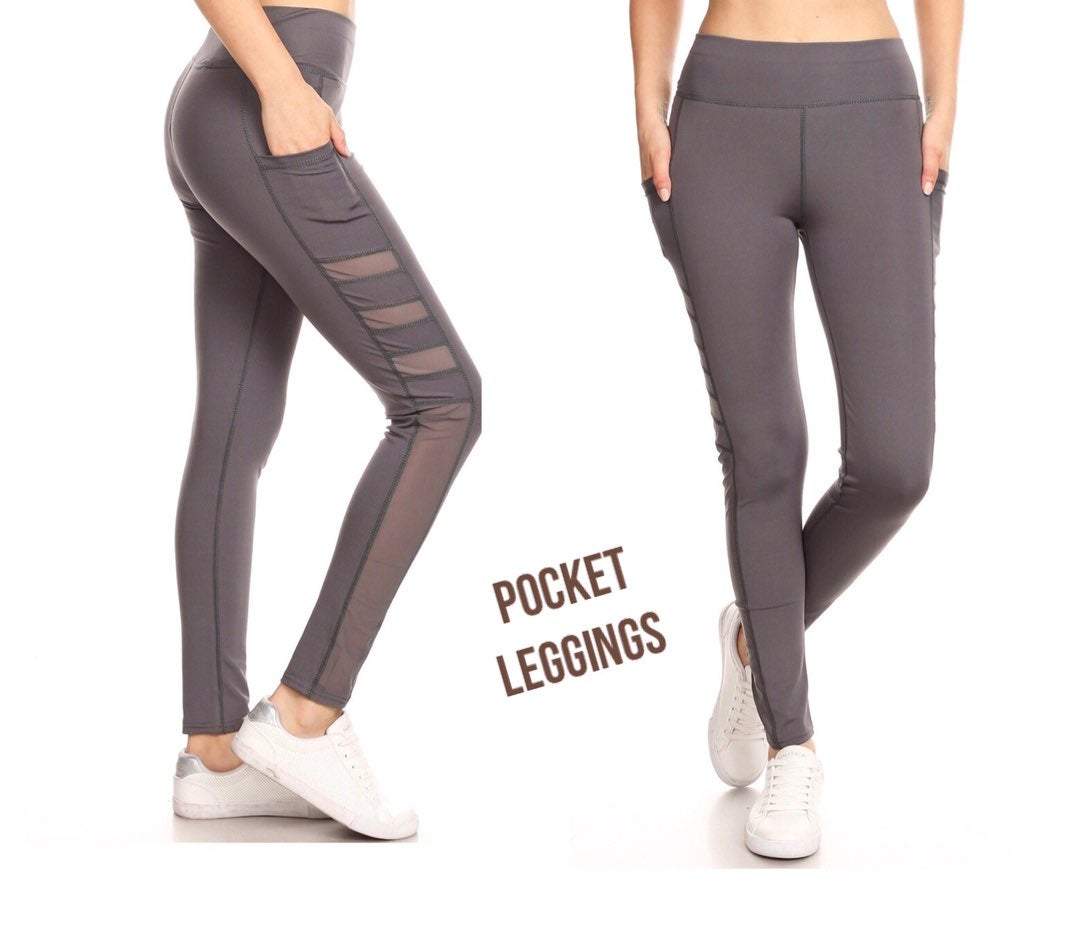 Women's Pocket Leggings: Gray/Mesh Leggings MomMe and More 