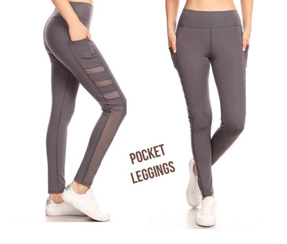 Women's Pocket Leggings: Gray/Mesh Leggings MomMe and More 