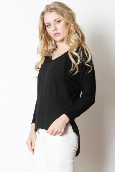 50% Off Women's Solid Black Sweater Semi-Sheer Top Tops MomMe and More 