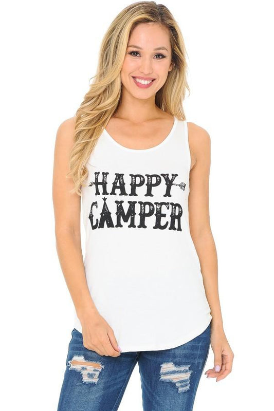 Women's Happy Camper Graphic Tank Top Tops MomMe and More 