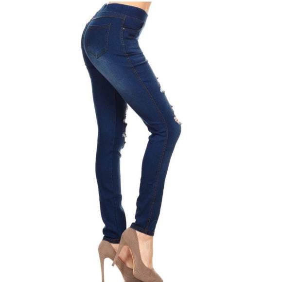 Womens Distressed Ripped Jean Jeggings Jeans MomMe and More 