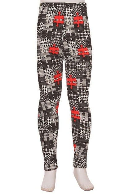 Girls Puzzle Pieces Printed Leggings: S and L Leggings MomMe and More 