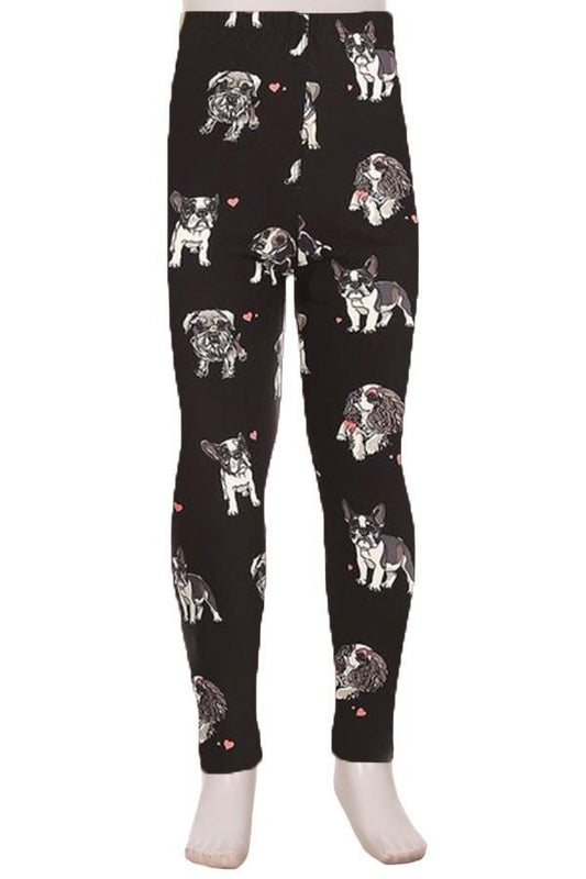 Girl's Puppy Dogs Printed Leggings Black: S and L Leggings MomMe and More 
